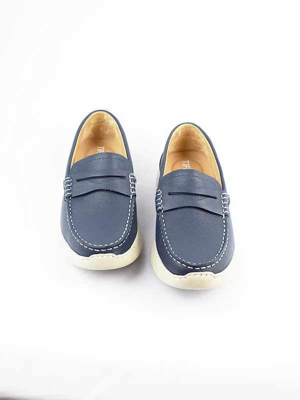 Moccasin pour homme confort R110 Bleu cuir  miniature